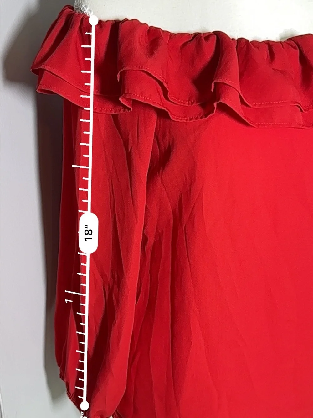 J. Crew Mercantile Red Off-Shoulder Ruffle Blouse XS